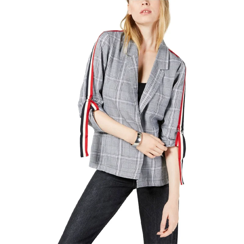 single-breasted coats for women -Project 28 Womens Striped Sleeve Blazer Jacket