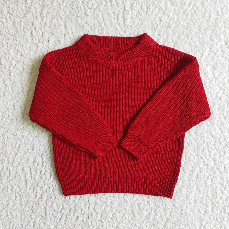 casual oversized tops for women -red girl sweater