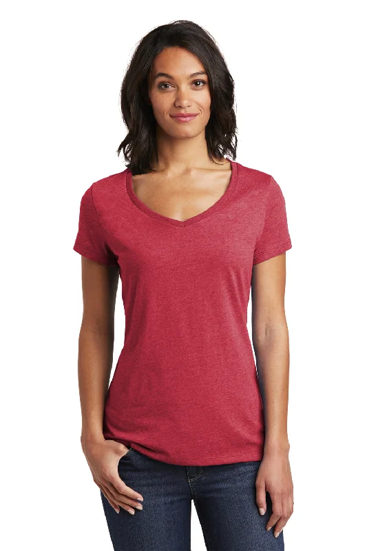 women's satin blouses -District Womens Very Important Short Sleeve V-Neck T-Shirt - Heather Red - Closeout