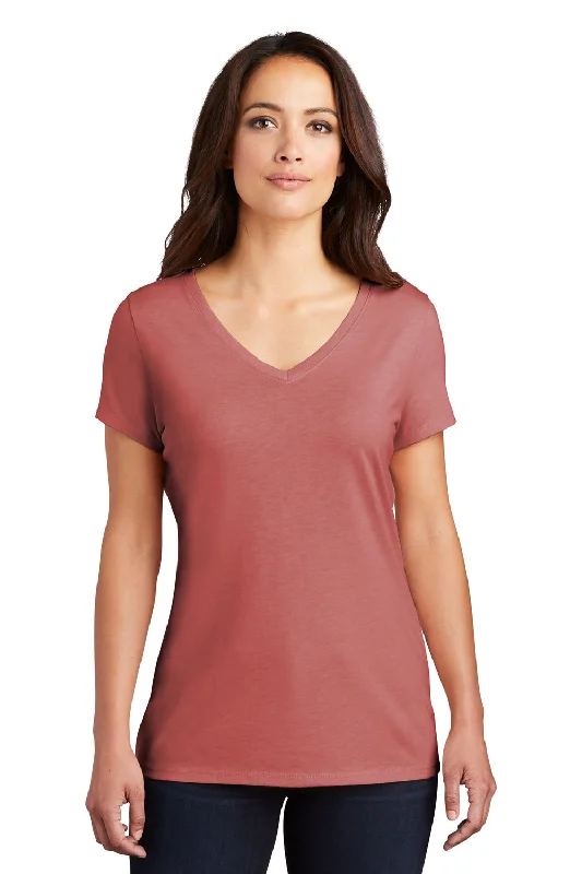 elegant women's tops -District Womens Perfect Tri Short Sleeve V-Neck T-Shirt - Blush Frost