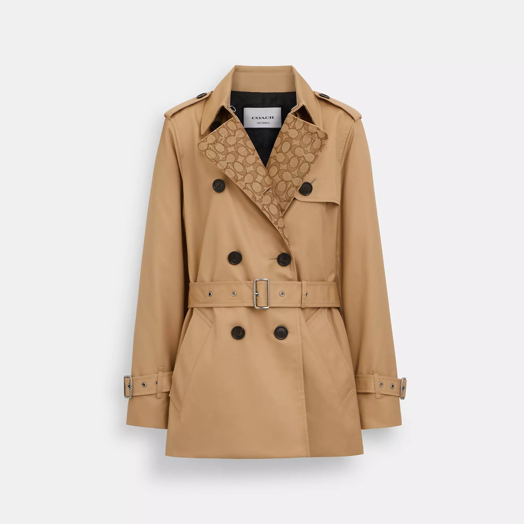 waterproof jackets for women -Coach Outlet Signature Lapel Short Trench