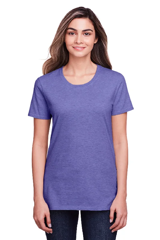 plaid button-down shirts for women -Fruit Of The Loom Womens Iconic Short Sleeve Crewneck T-Shirt - Heather Retro Purple - Closeout