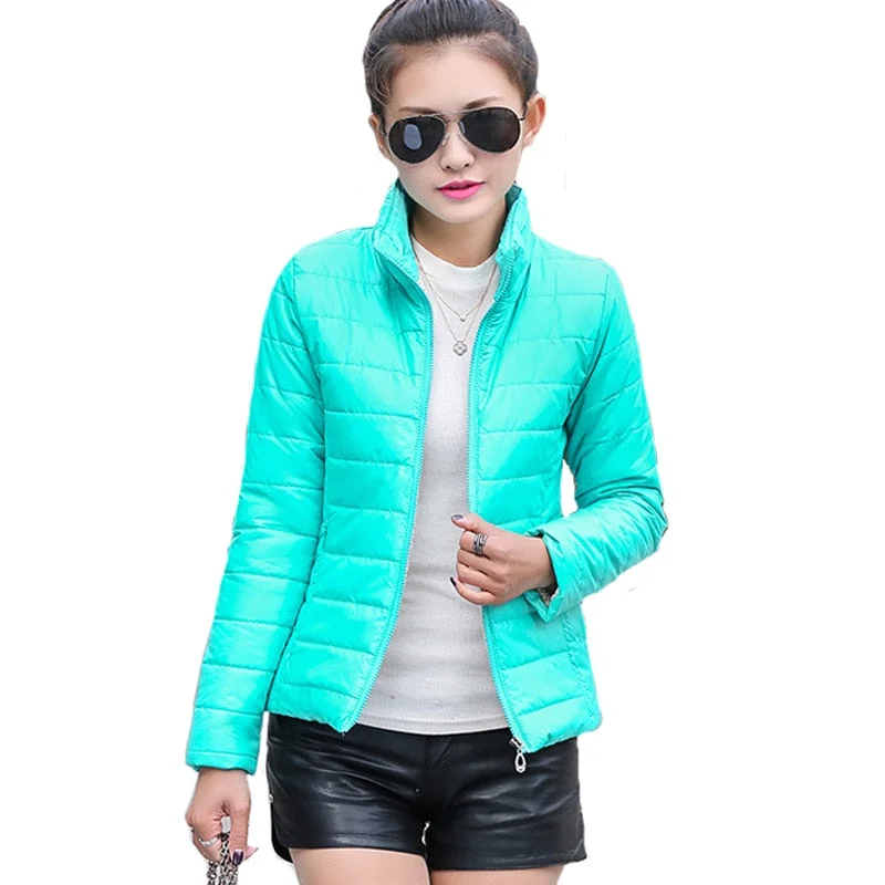 cropped jackets for women -2017 women winter basic jacket ultra light candy color spring coat female short cotton outerwear jaqueta feminina