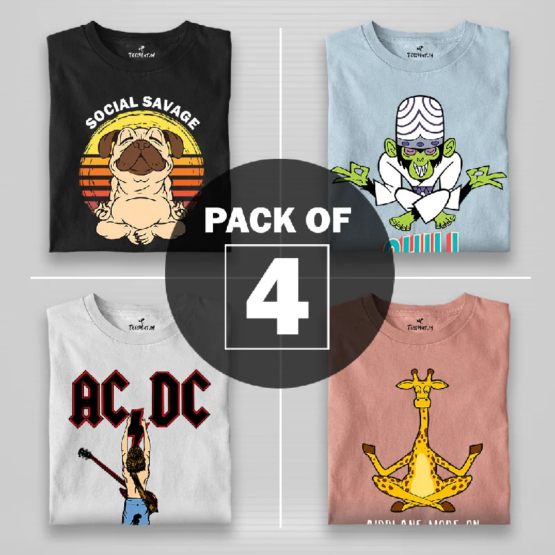 stylish tops for ladies -Women Graphic Half Sleeve T-Shirt Combo - Pack of 4