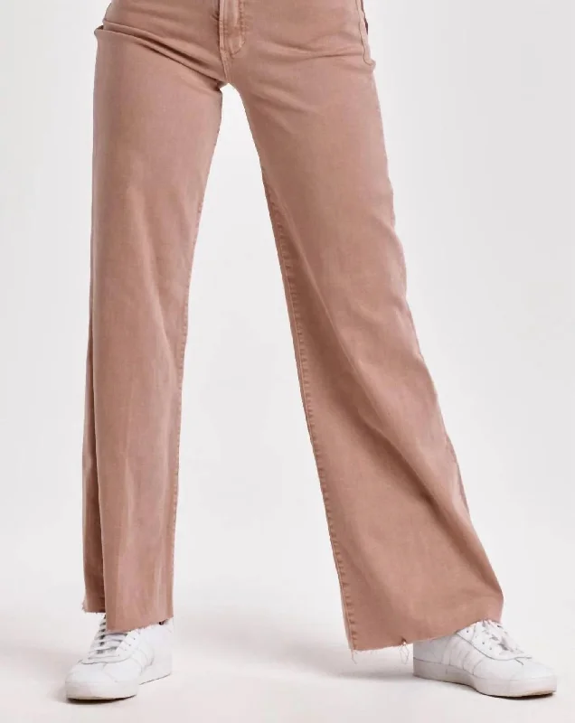 stretchy work pants for women -Fiona Super High Rise Wide Leg Jeans In Brown