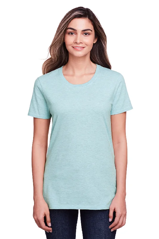 women's long sleeve blouse -Fruit Of The Loom Womens Iconic Short Sleeve Crewneck T-Shirt - Heather Aqua Velvet Blue - Closeout