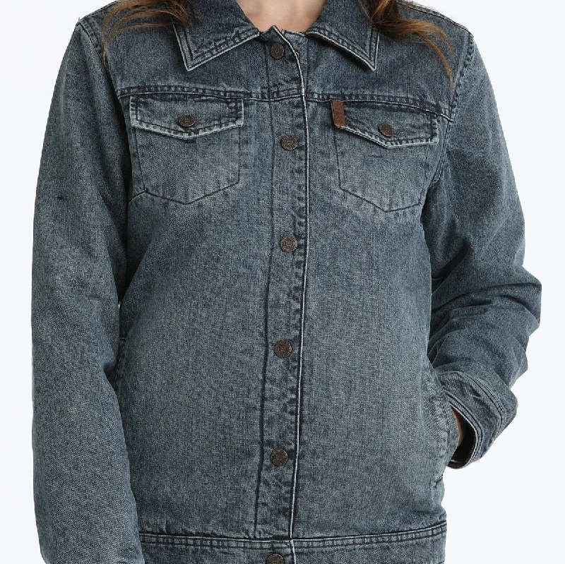 reversible jackets for women -Cinch Women's Reversible Southwestern Trucker Jacket in Indigo & Brown