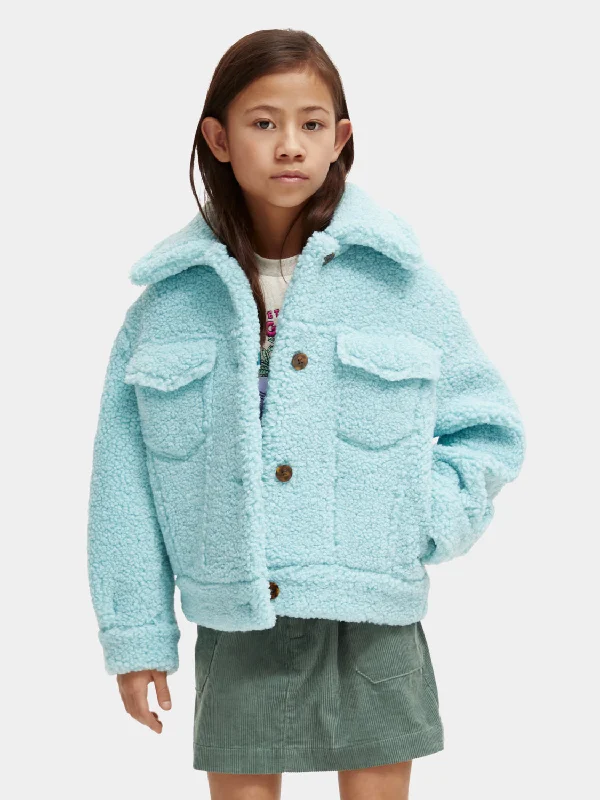 fur-lined parkas for women -Kids - Boxy-fit bonded teddy trucker jacket