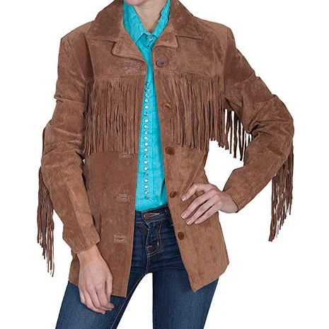 warm winter coats for women -Scully Women's Cinnamon Fringe Suede Jacket