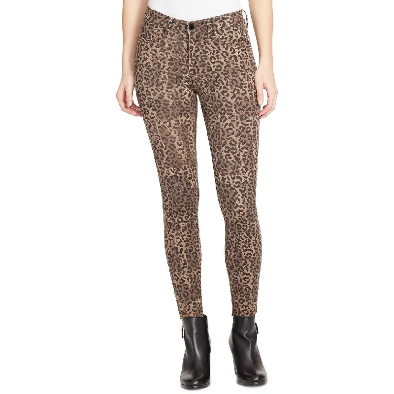 ladies' denim trousers -William Rast Women's Perfect Animal-Print Skinny Jeans Dark Brown Size 26