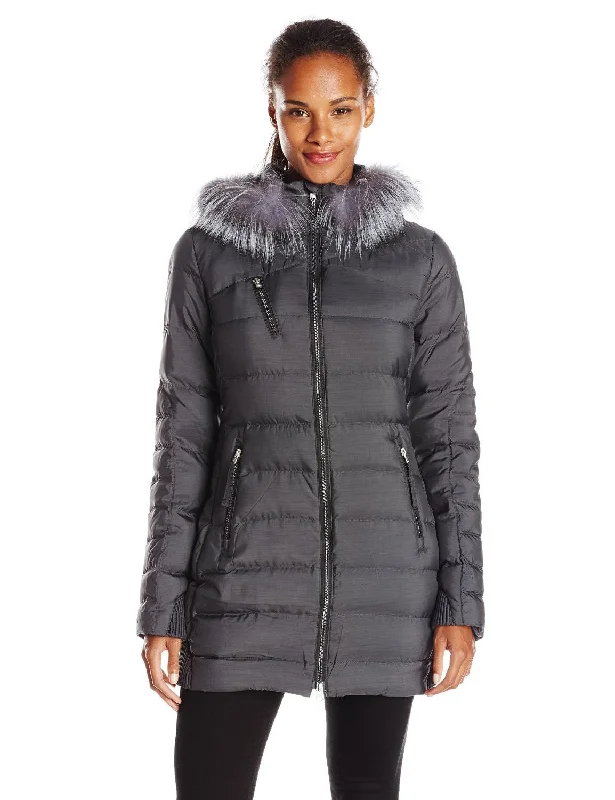 warm fleece parkas for women -Spyder Aimie Long Down Coat Fur Hooded Jacket - Womens