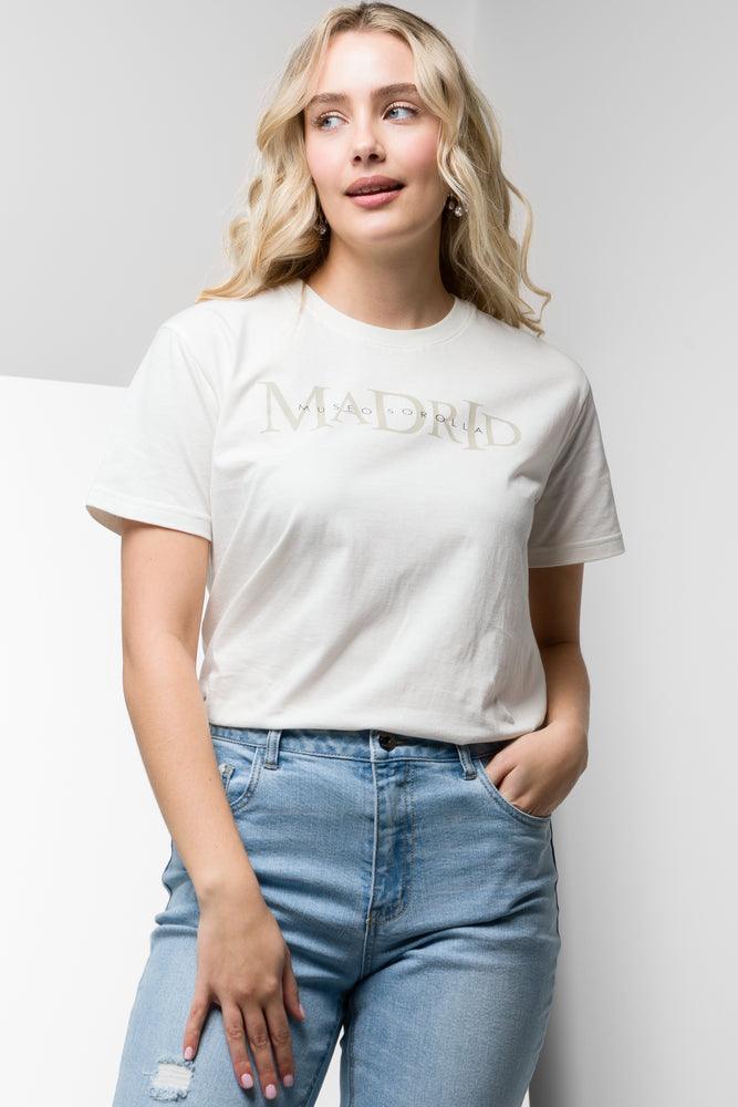 women's lace tops -Madrid Printed T Shirt Milk