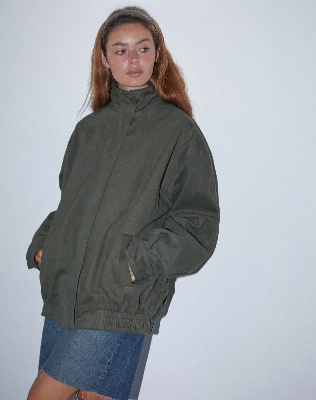 belted wool coats for women -Cavine Bomber Jacket in Burnt Olive