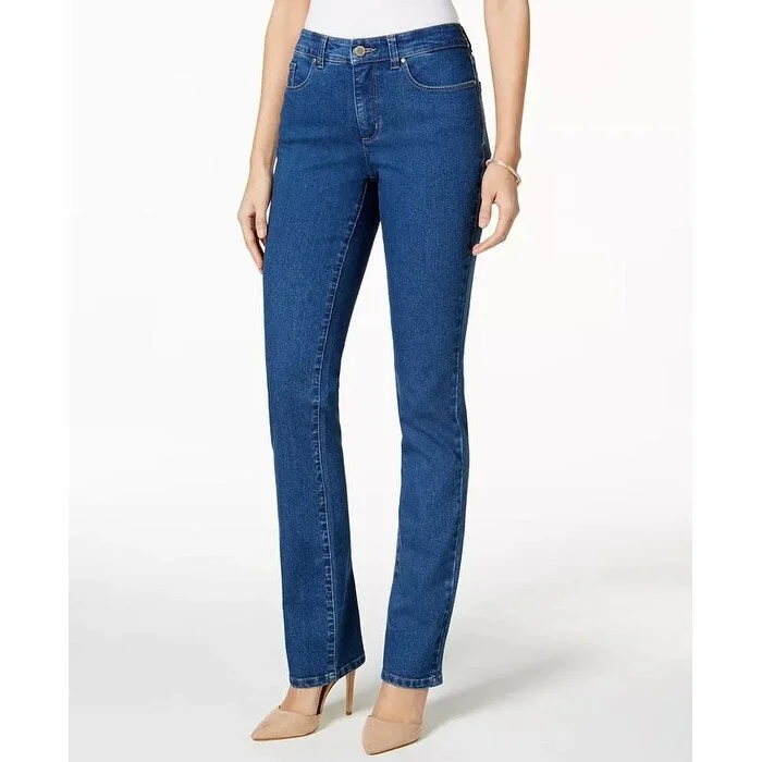 women's chino pants -Charter Club Women's Lexington Straight-Leg Jeans Bright Blue Size Square 18