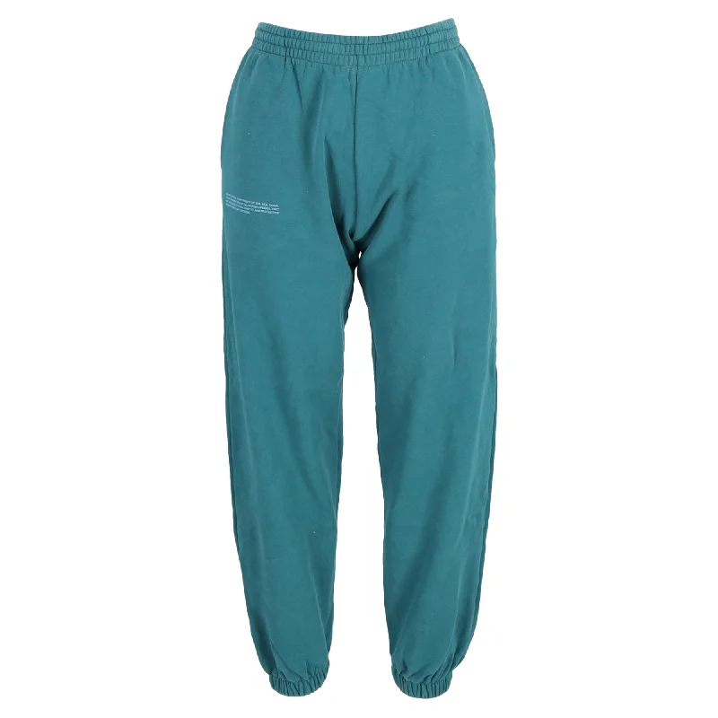 elegant office trousers for women -Pangaia 365 Heavyweight Track Pants in Blue Green Cotton