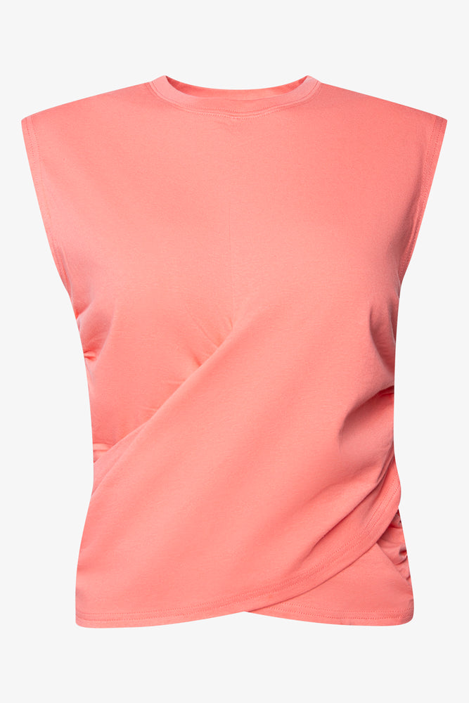 chiffon blouses for women -Wrap Sleeveless Top Orange