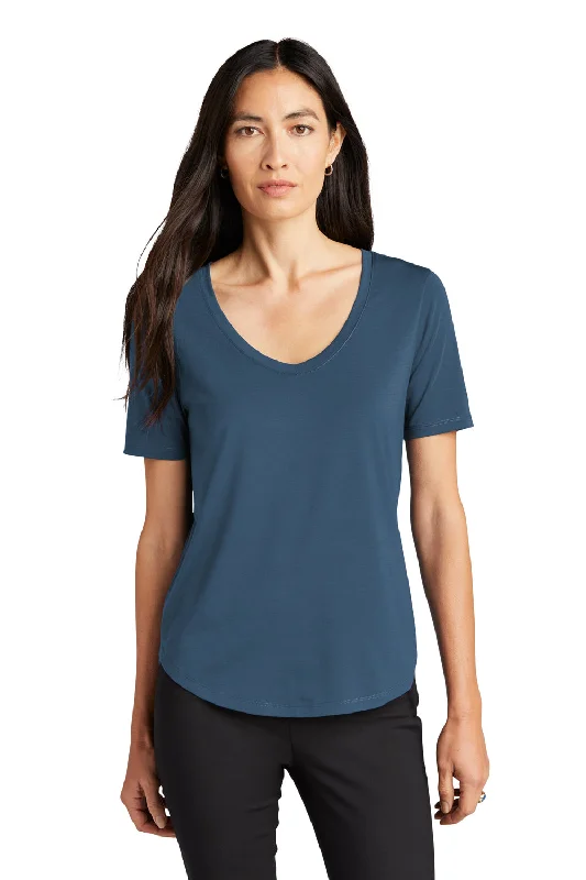 women's ribbed tops -Mercer+Mettle Womens Moisture Wicking Short Sleeve Scoop Neck T-Shirt - Insignia Blue