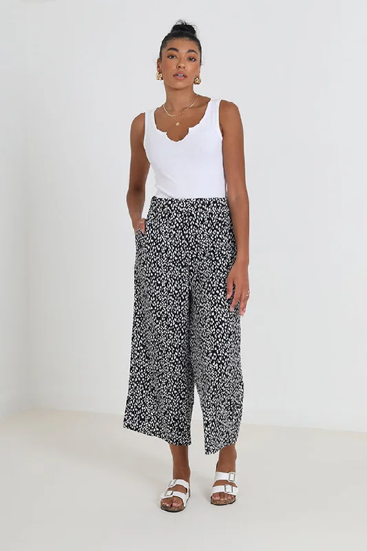 elegant pants for women -WIDE LEG ANIMAL PRINT HIGH WAISTED TROUSERS