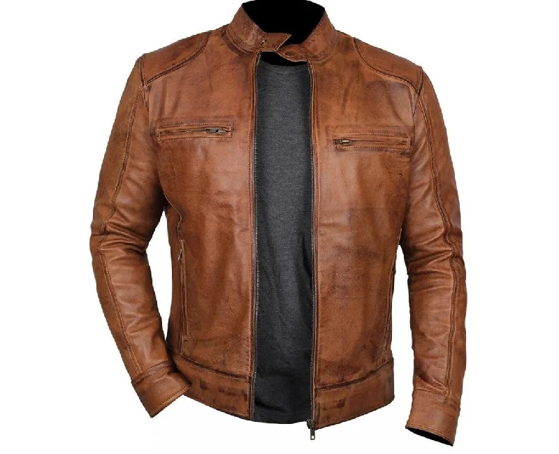 lightweight jackets for women -Brown leather jacket