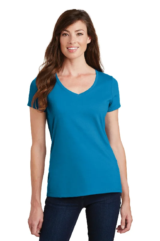 ruched tops for women -Port & Company Womens Fan Favorite Short Sleeve V-Neck T-Shirt - Sapphire Blue