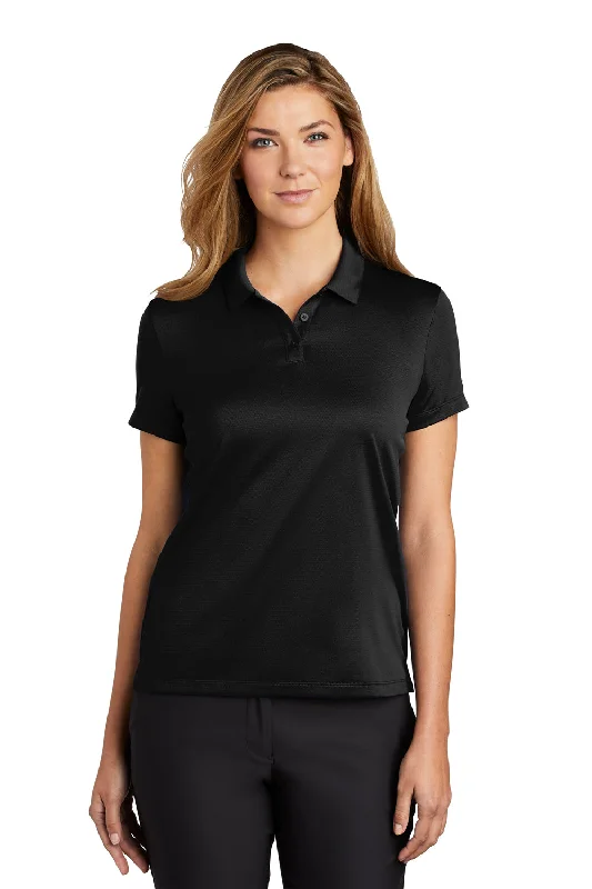 spring fashion tops for women -Nike Womens Essential Dri-Fit Moisture Wicking Short Sleeve Polo Shirt - Black