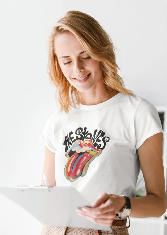 casual plaid shirts for women -The Rolling Stones Women Half Sleeve T-Shirt