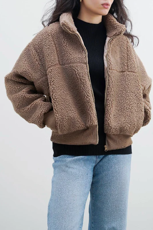 mid-length coats for women -SHORT SHERPA JACKET