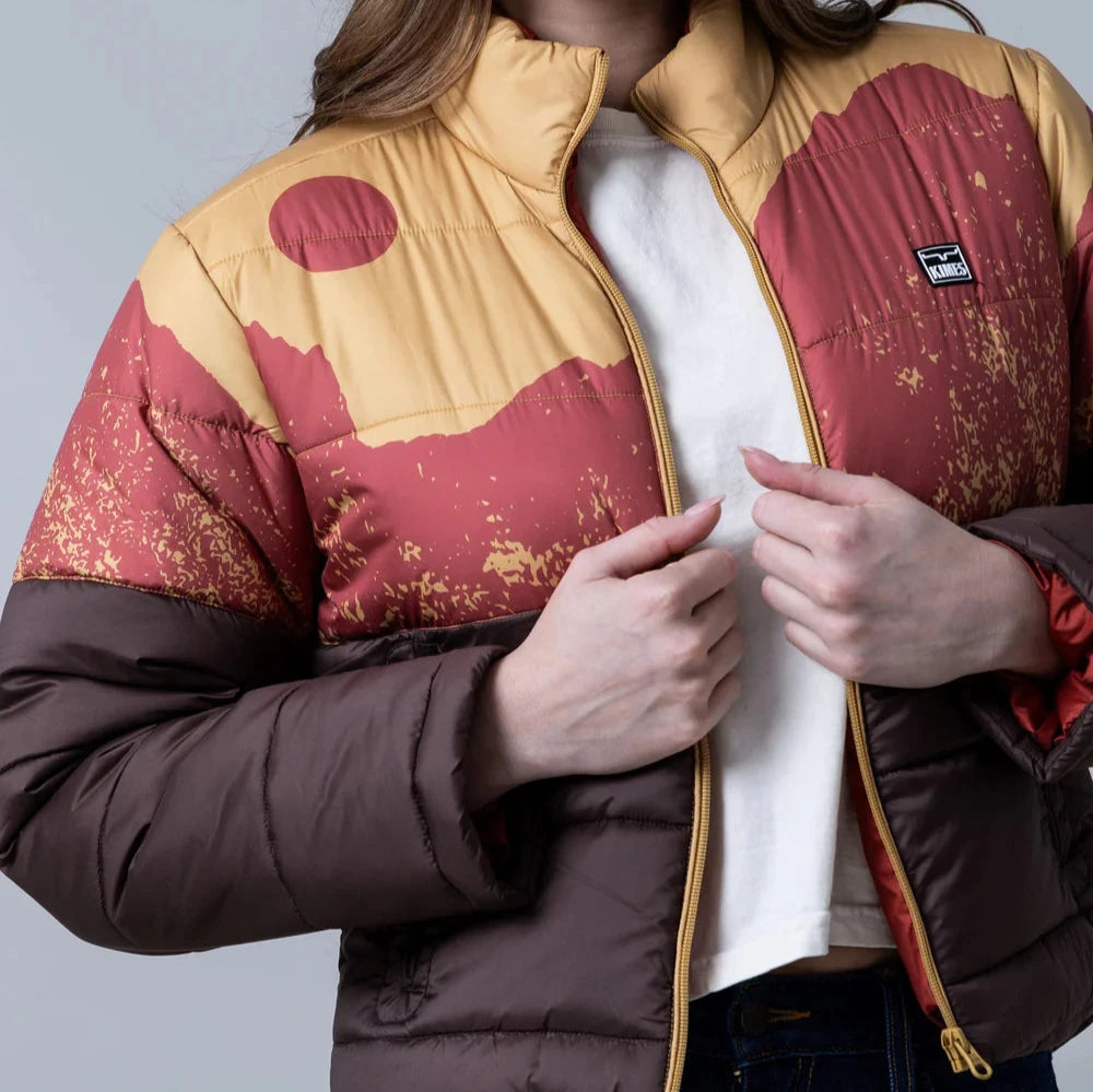 patchwork coats for women -Kimes Ranch Women's Valencia Puffy Jacket in Gold