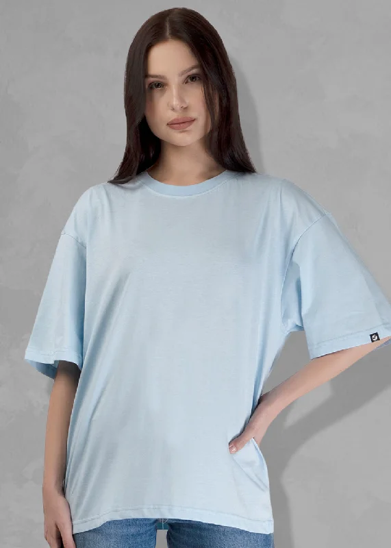 unique tops for women -Solid Women Oversized T-Shirt - Sky