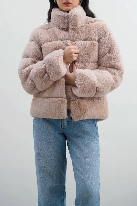 stylish outerwear for ladies -PLUSH FUR JACKET