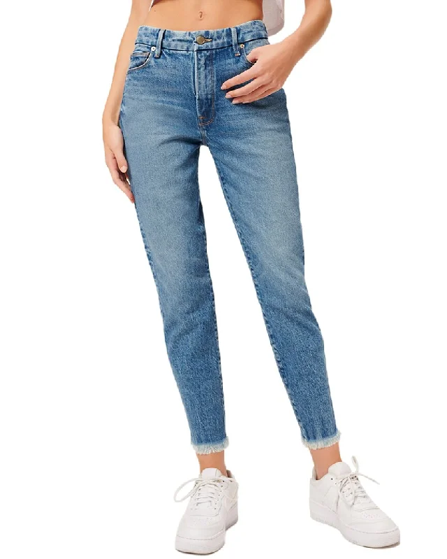 women's relaxed fit pants -GOOD AMERICAN Blue 942 Girlfriend Jean