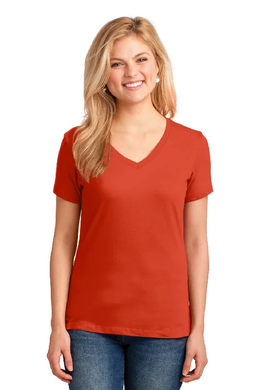 sheer tops for women -Port & Company Womens Core Short Sleeve V-Neck T-Shirt - Orange