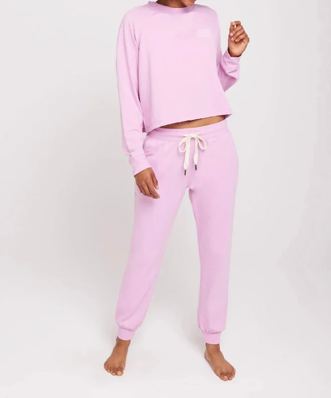 stretchy work pants for women -Love More Zoe Slim Jogger In Pink