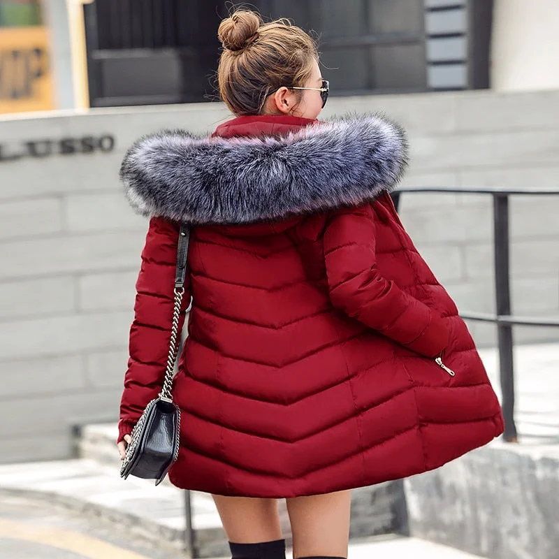 classic pea coats for women -womens winter jackets and coats 2018 Parkas for women 4 Colors Wadded Jackets warm Outwear With a Hood Large Faux Fur Collar