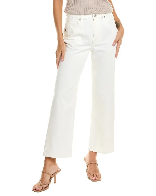 thermal pants for women -Loro Piana Cropped High-Rise White Straight Leg Jean