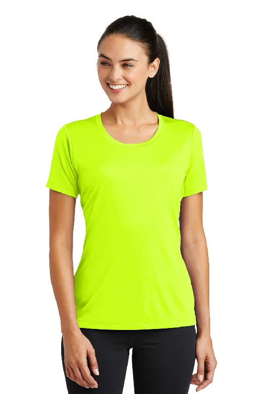 women's cotton t-shirts -Sport-Tek Womens Tough Moisture Wicking Short Sleeve Crewneck T-Shirt - Neon Yellow - Closeout