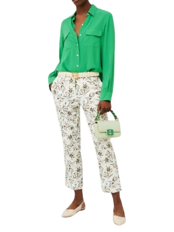 casual stretch pants for women -Pineta Pant In Green Flower