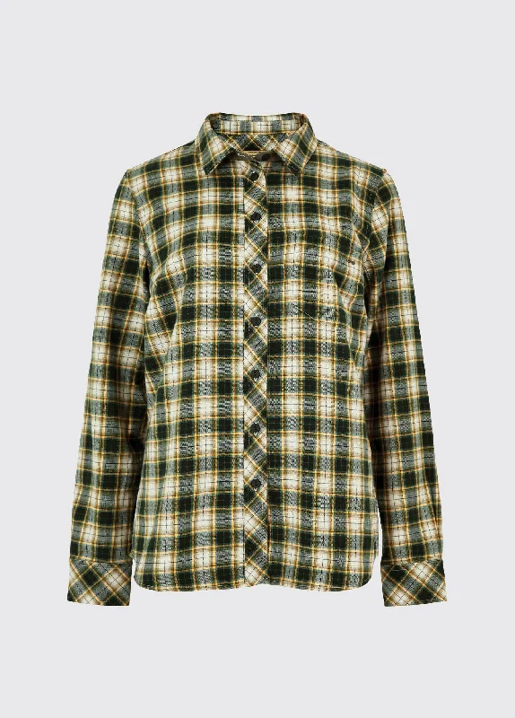 silky tops for women -Japonica Check Shirt - Olive