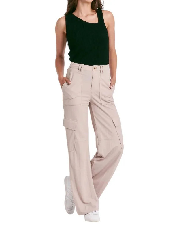 cropped palazzo pants for women -Cairo Cargo Pants In Moonshine