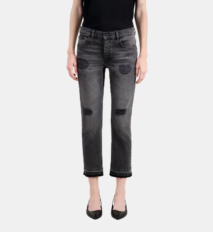 women's slim fit trousers -Straight Jeans