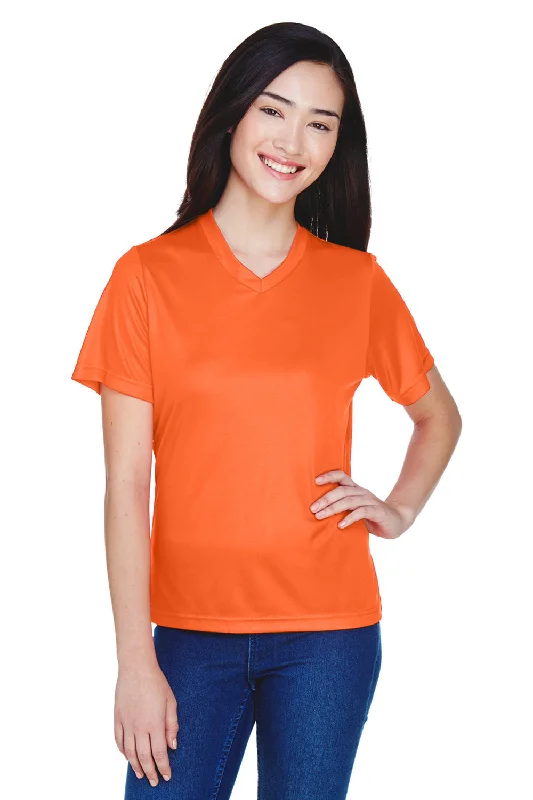 women's satin blouses -Team 365 Womens Zone Performance Moisture Wicking Short Sleeve V-Neck T-Shirt - Orange