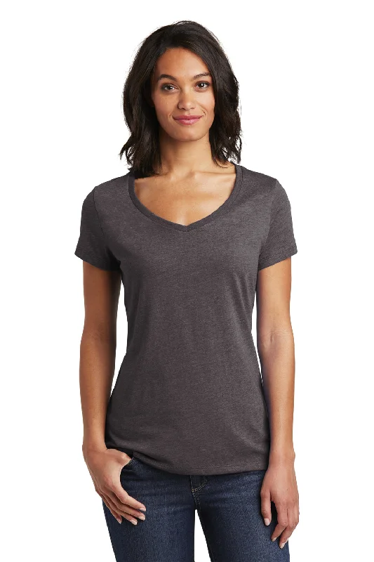 solid color blouses for women -District Womens Very Important Short Sleeve V-Neck T-Shirt - Heather Charcoal Grey