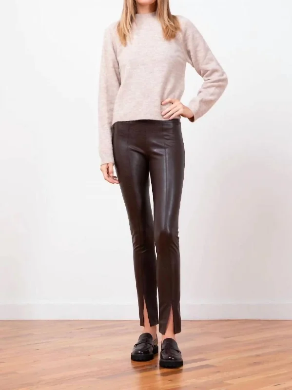 stylish women's pants -Max Pleather Pant In Brown