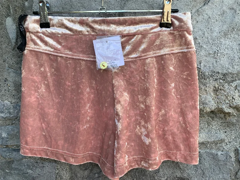 wrinkle-resistant pants for women -Pink velvet shorts  uk 8