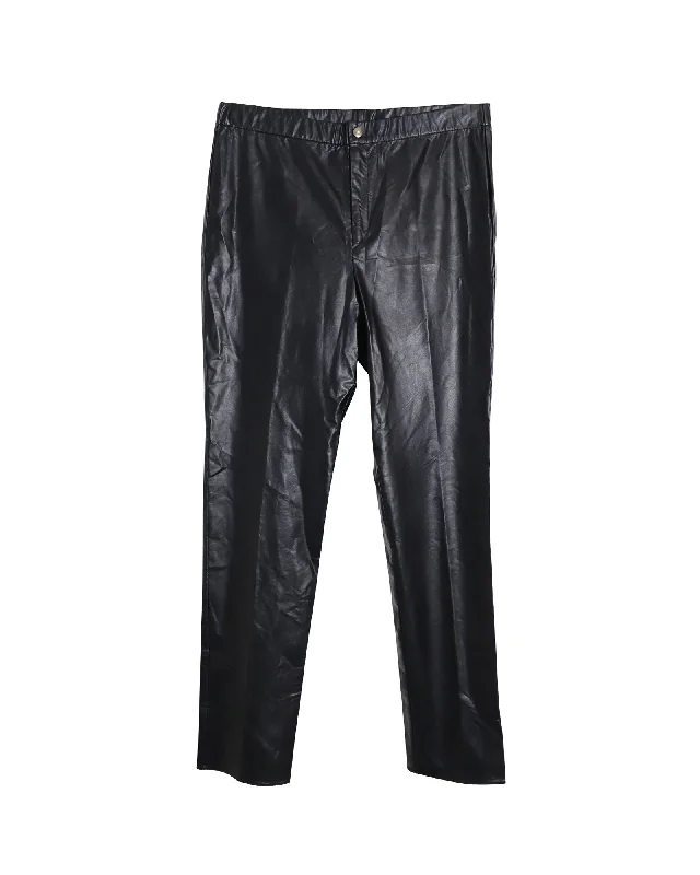 relaxed denim pants for women -Isabel Marant Etoile Slim Fit Trousers in Black Faux Leather