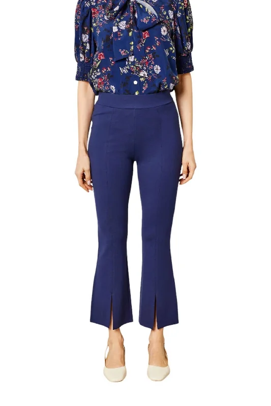 relaxed denim pants for women -Josie Ponte Pants In Navy