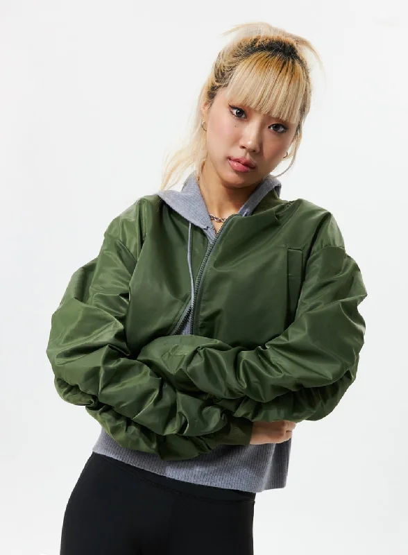 trendy coats for women -Zip-Up Bomber Jacket IS319