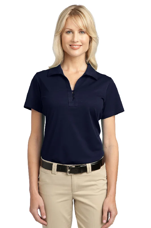 printed shirts for women -Port Authority Womens Tech Moisture Wicking Short Sleeve Polo Shirt - Dark Navy Blue