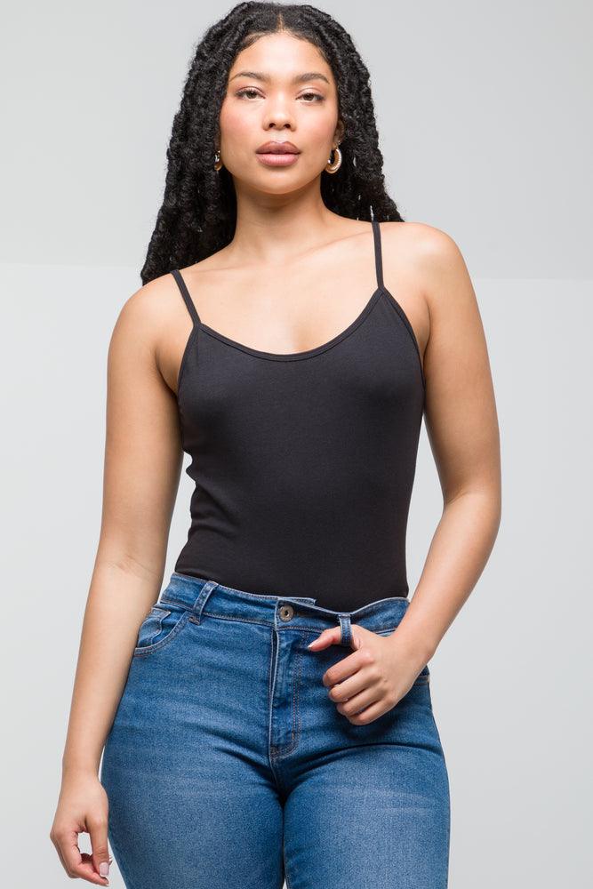 ruched tops for women -Adjustable Strap Cami Black