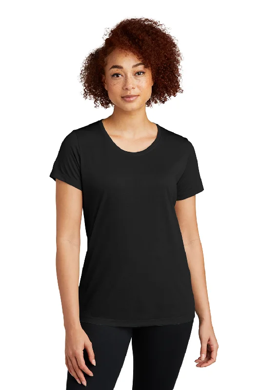 high-neck tops for women -Sport-Tek Womens Competitor Moisture Wicking Short Sleeve Scoop Neck T-Shirt - Black